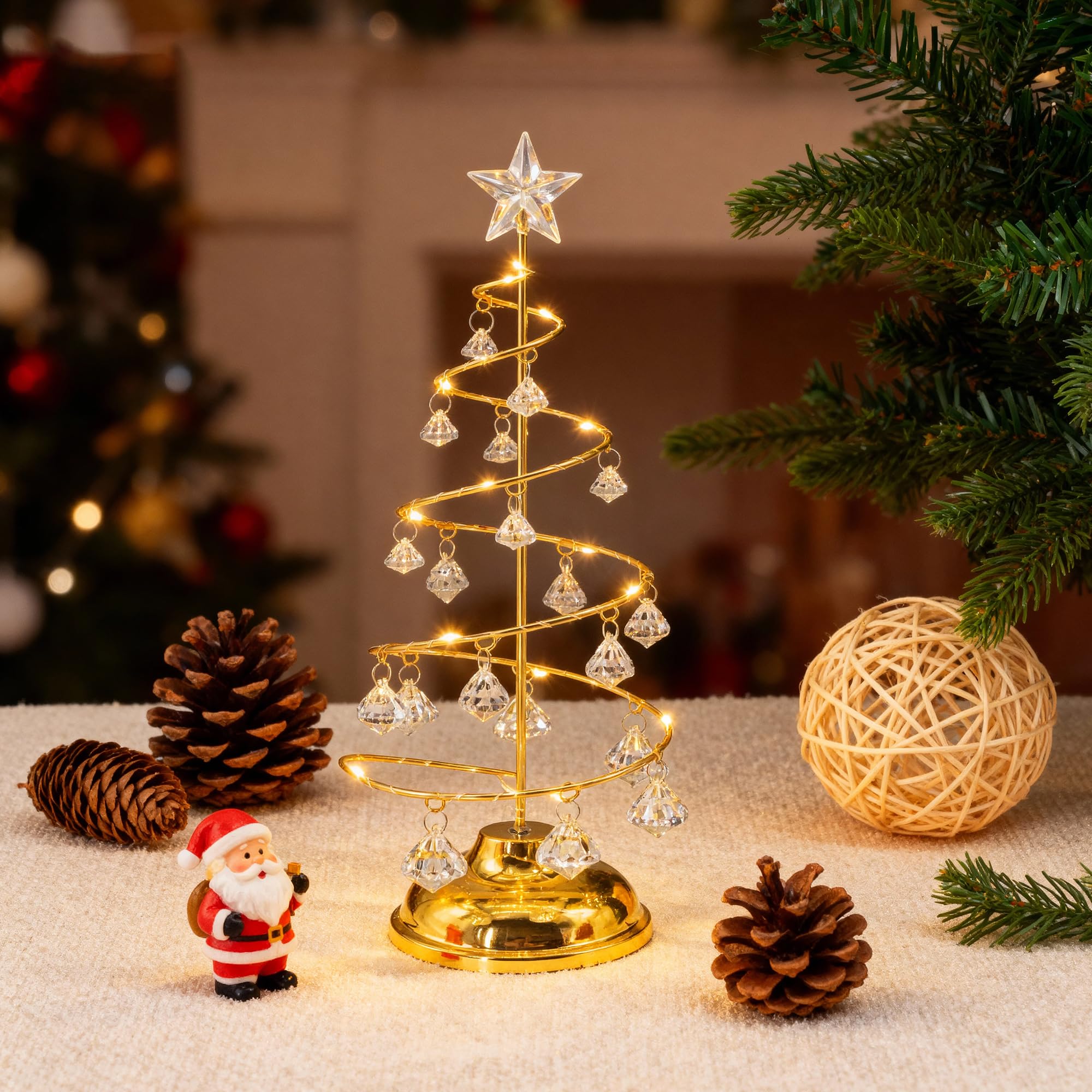 Amazon.co.jp: クリスタルクリスマスツリー LED クリスマス飾り 卓上