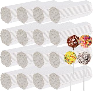 Palitos de piruleta de color blanco, 1600 unidades de 6 pulgadas, reutilizables, palitos de plástico para hacer caramelos, accesorios para hacer caramelos