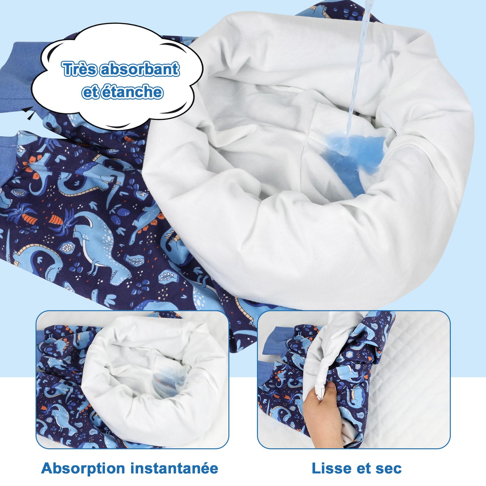 FLYISH DIRECT Pantalon d'apprentissage Propreté, 2 Paires de Couches-culottes Absorbantes, Culotte Apprentissage Garçons, Culotte Enfant Apprentissage en Coton Réutilisable, 5-7 Ans, Dino & Chien, L