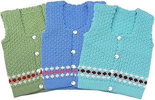 KIDSKA Baby Boy's & Baby Girl's Wool Sweater/Baby Woolen Clothe(Multicolor, 3 to 6 Months) Pack of 3