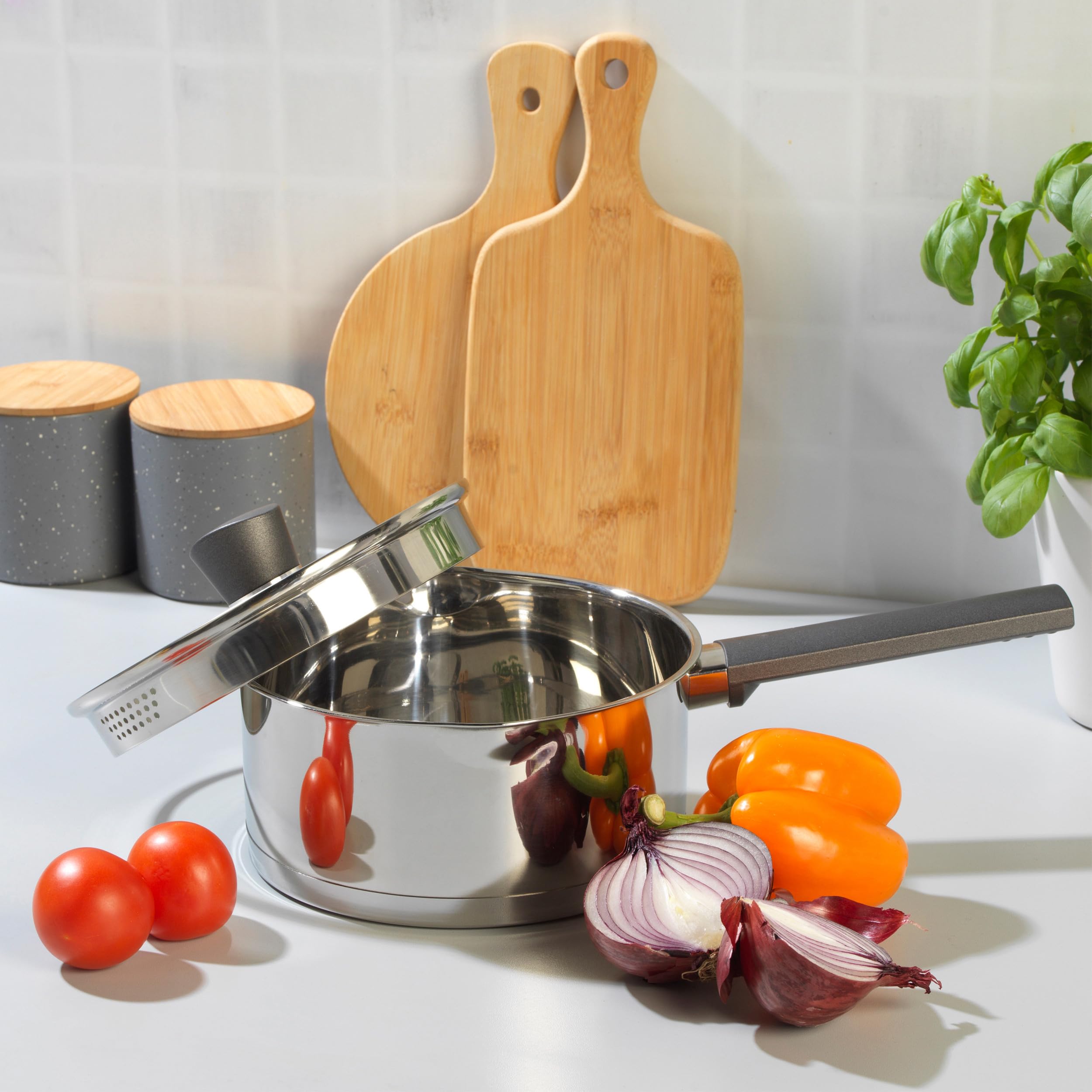 Russell Hobbs RH01162EU Excellence Collection pentola da 16cm con coperchio in vetro, acciaio inox, finitura lucida a specchio, compatibile a induzione, lavabile in lavastoviglie