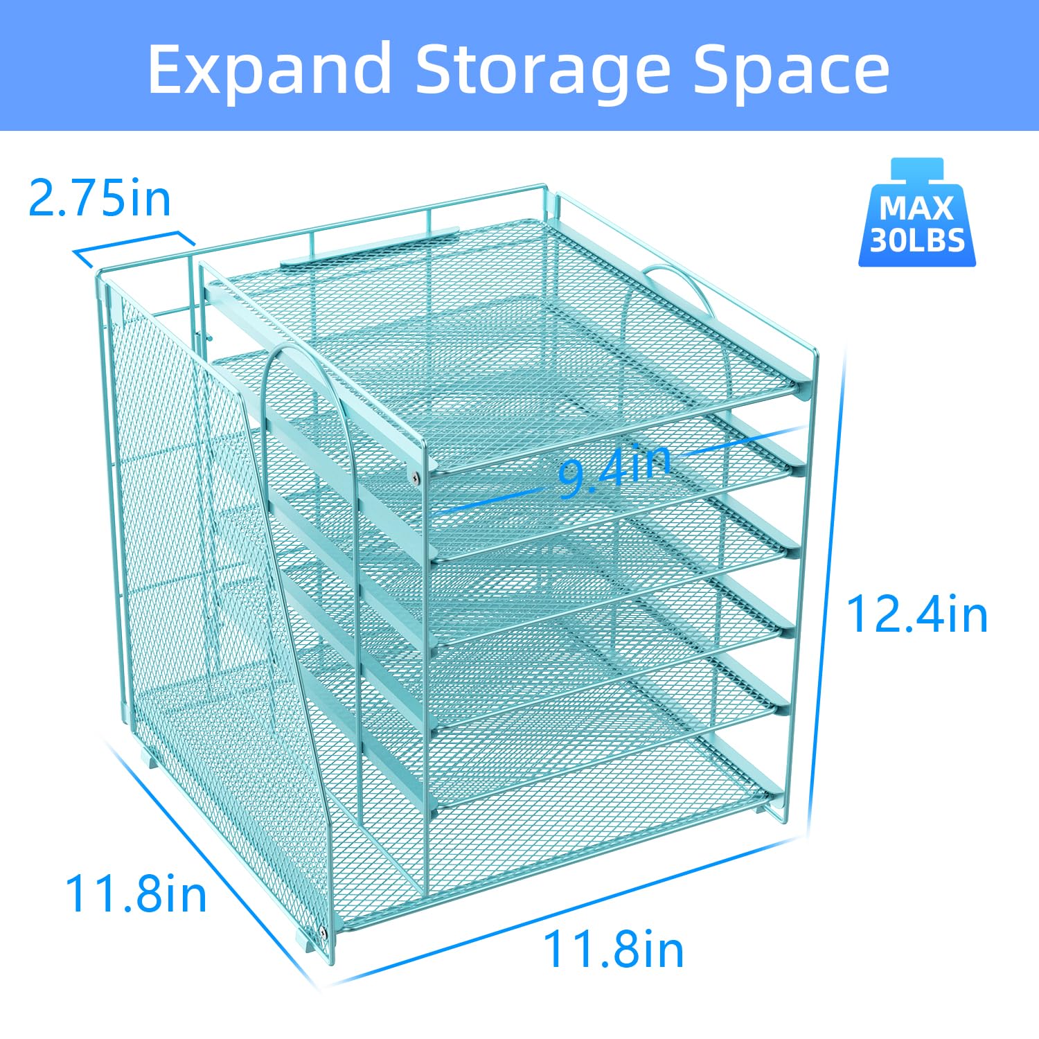 gianotter Organizzatori e accessori da scrivania, organizer per carta a 6 livelli con portariviste, organizer per documenti, accessori da scrivania e spazio di lavoro (blu)