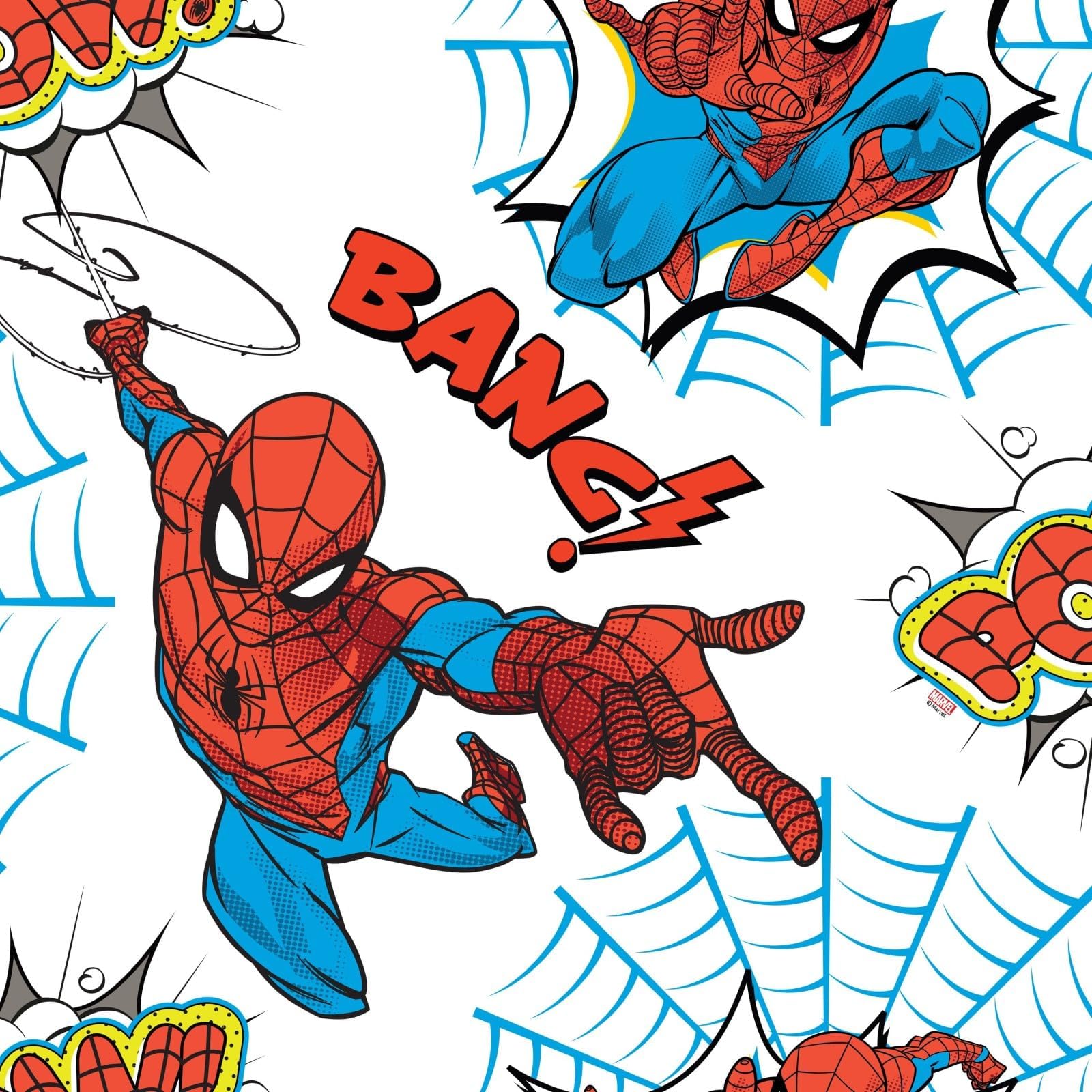 Marvel Spider-Man Character Pow! White and Red - Marvel Wallpaper- Spiderman Design- Typography Design- Perfect for Kids room- Suitable for play rooms- Suitable for any room - Feature or 4 wall design