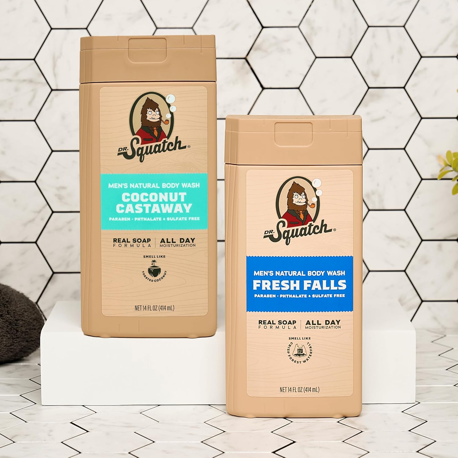 Dr. Squatch Natural Men's Body Wash Shower Gel - Cleansing, Nourishing, Long Lasting Scent, Moisturizing Body Wash for Men - Fresh Falls + Coconut Castaway (14 oz, 2-Pack) - Image 5