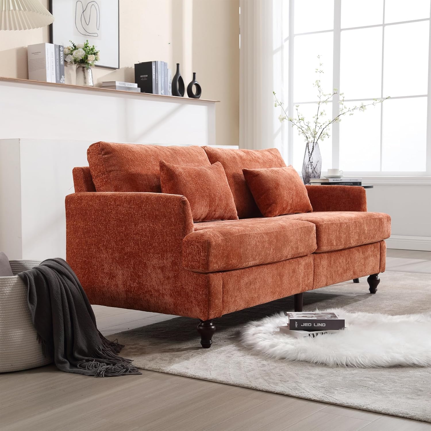 Sofa,68” Comfy Sofa Couch with Extra Deep Seats, Chenille Loveseat Comfy Small couches for Small Spaces Apartment Lounge,2-Seat Upholstered