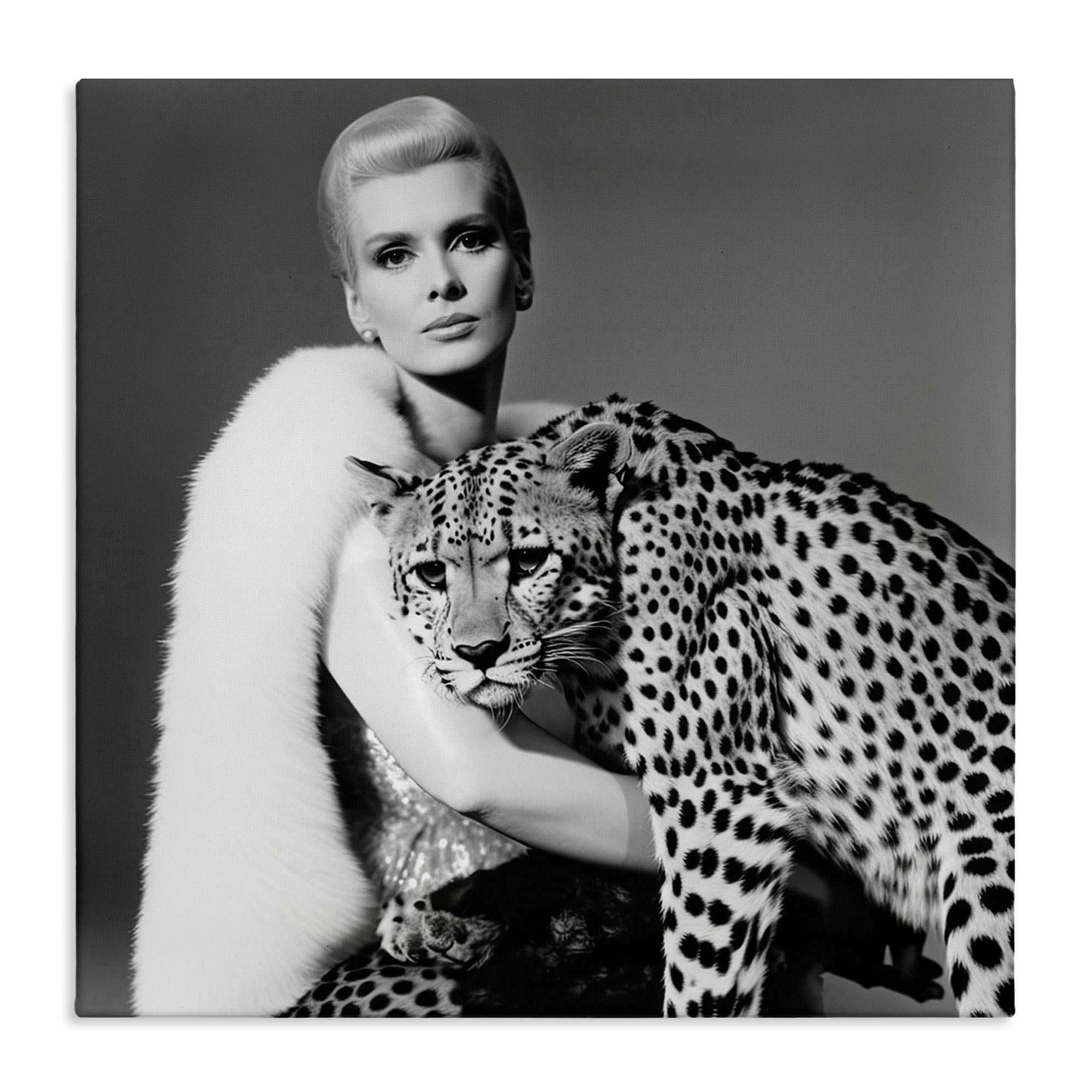 Stupell Industries Cat Woman Cheetah Portrait Canvas Wall Art, design by Sasha, 24 x 24