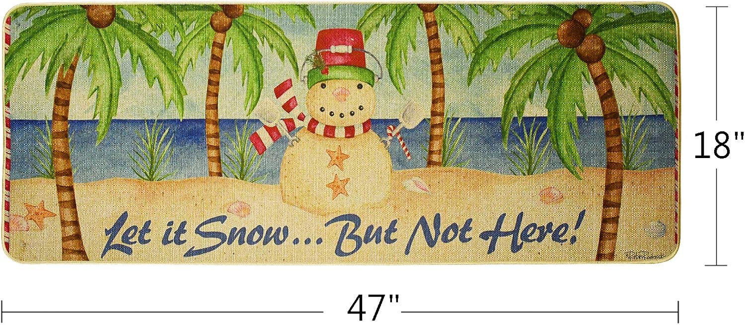 E-view Christmas Mat Decorative Holiday Rugs Runner Indoor Outdoor Rubber Back Front Door Welcome Mats Winter Ocean Themed Doormats for Porch Entrance Entryway (Let it Snow)
