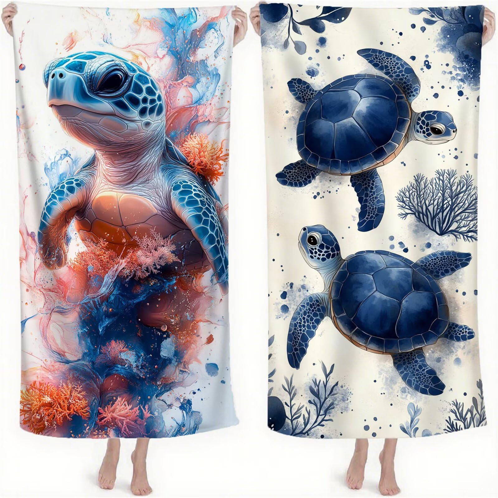 Serviette de Plage XXL 80x180 cm Anti Sable et Séchage Rapide mikrofibra Drap de Plage Serviette de Bain Grande Taille Drap de Bain pour Homme Femme Voyages Natation Camping Pique Nique Tortue S-525