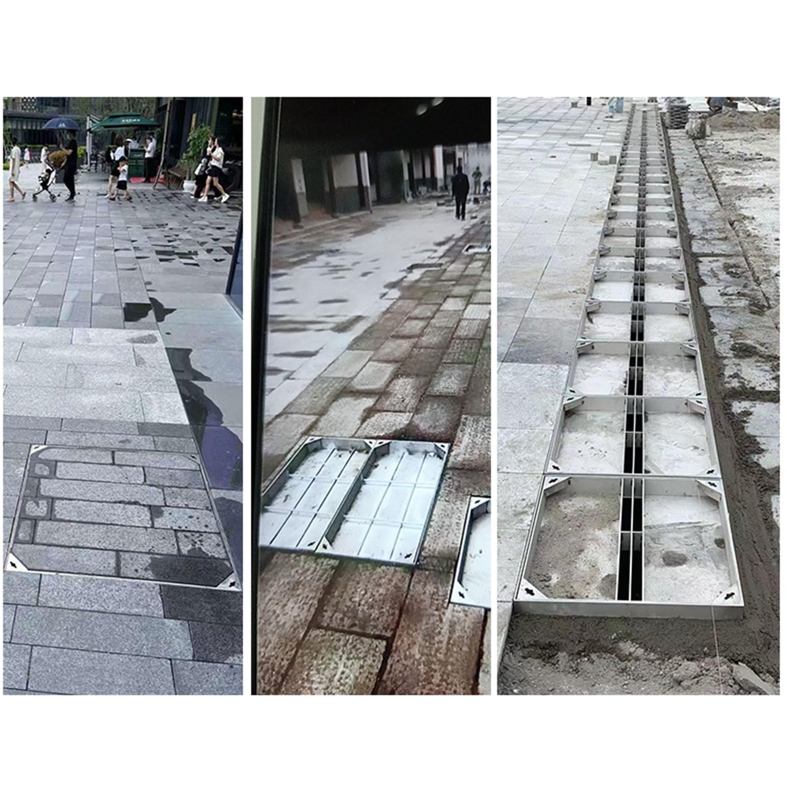 Rejillas De Cubierta de Alcantarillado Coladores de Drenaje, Marco Y Tapa De Registro De Acero Inoxidable，cubierta Invisible Para Cuenca Aguas Residuales,tapa Cuadrada Para Tanque Séptico Con Base