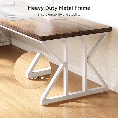 Miniatura 4 de LITTLE TREE - Escritorio ejecutivo grande de 78.7 pulgadas, escritorio moderno para computadora de oficina, escritorio de madera para escritura,