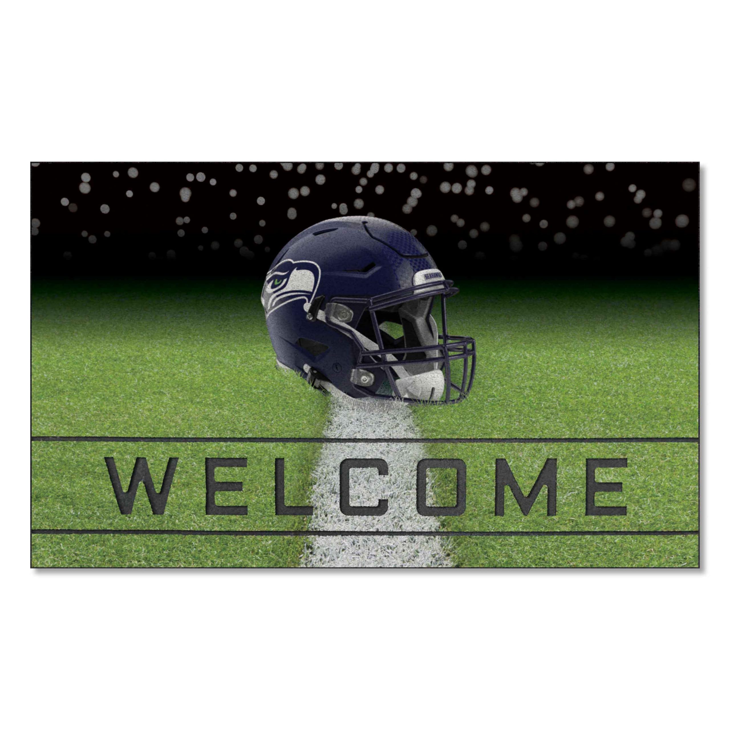 Felpudo Fanmats 19960 de los Seattle Seahawks fabricado en goma de migas resistente