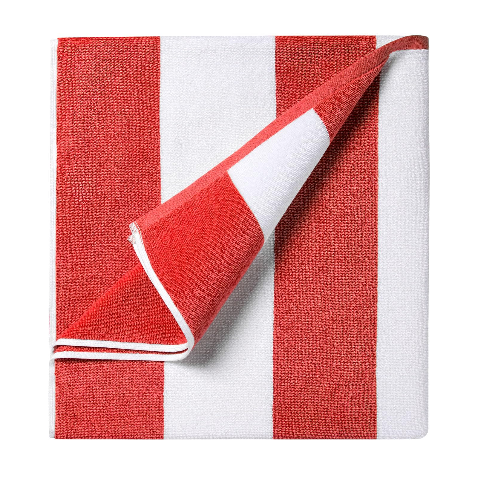Telo mare oversize in cotone, extra large, 180 x 100 cm, morbido e assorbente, asciugamano da piscina per adulti, a righe (rosso)