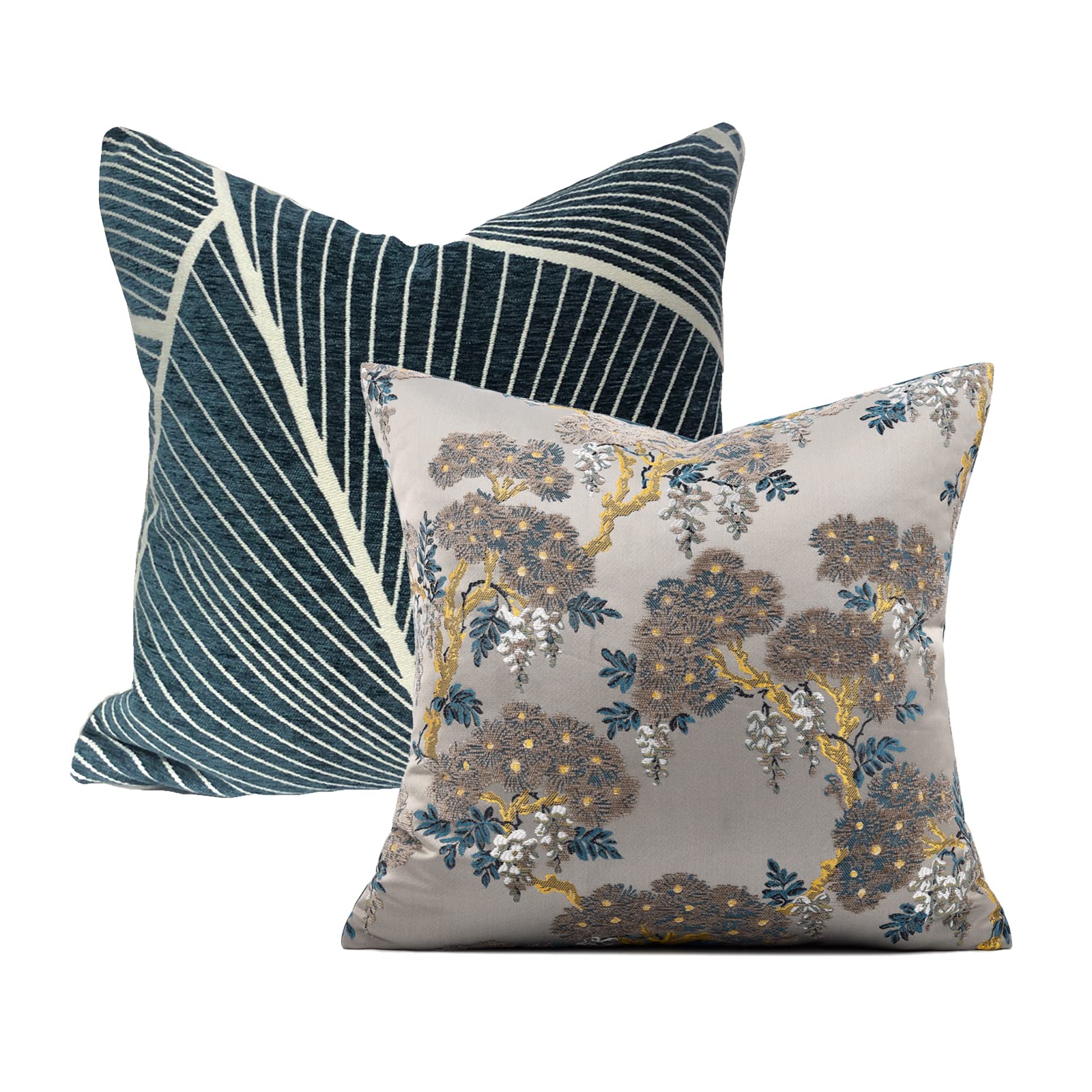 HENOMO Pack of 2,Decorative Throw Pillow Cover, 18"×18" Soft Geometric Pattern Chenille, Indoor Decor Cushion Covers for Couch Sofa Bed