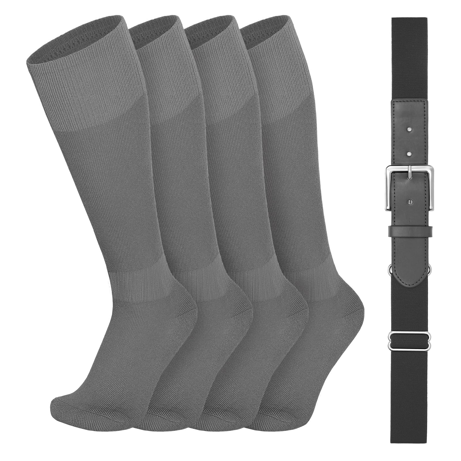 VONMELLI Youth Baseball Belt and Socks Combo, Elastic Softball Belts and Socks for Boys and Adult (2 Pairs of Socks &amp; 1 Belt)