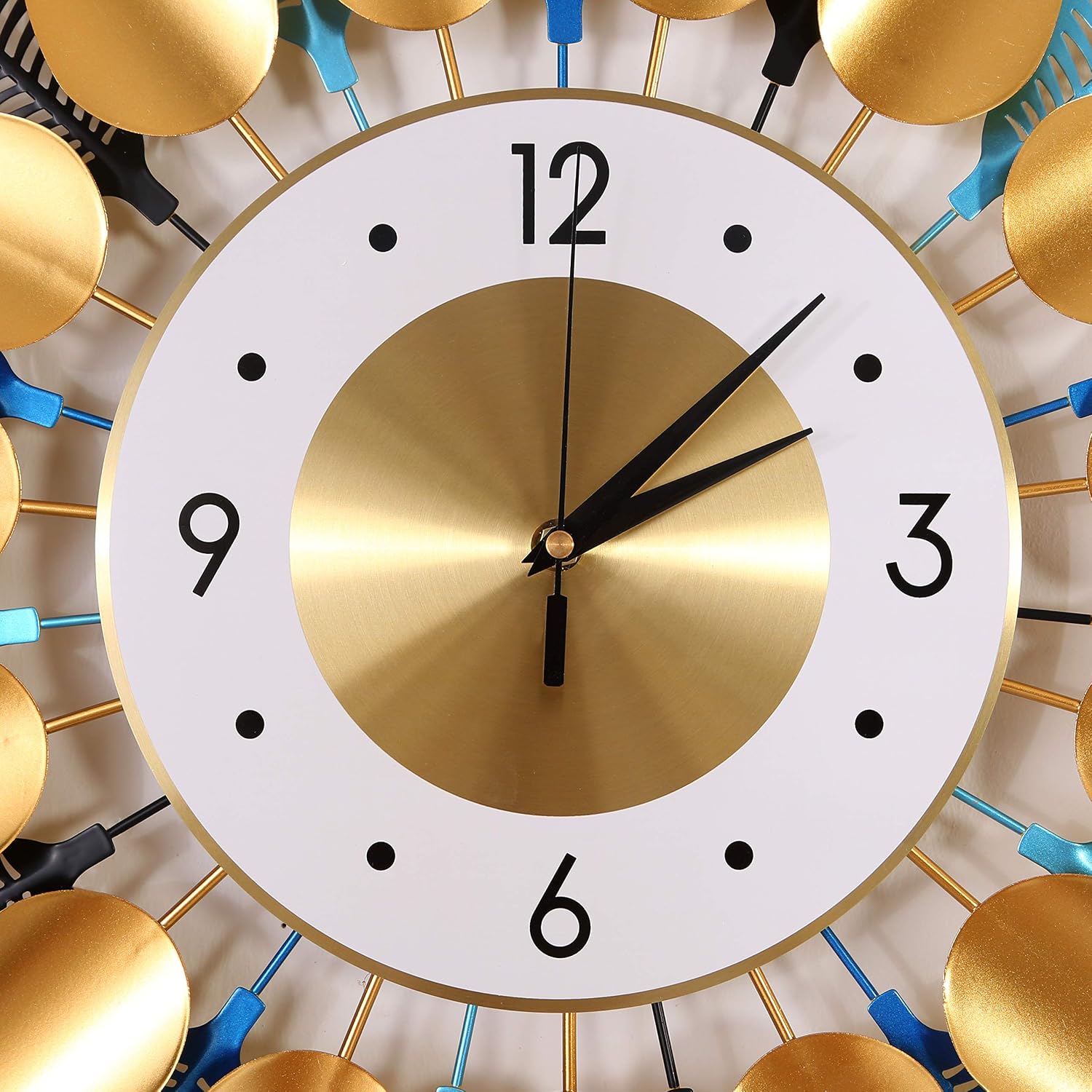 New Deal KINBEDY Luxury Crystal Bohemian Style Metal Modern Wall Clock with Silent Movement 9.5” Dial Large Sunburst Big Fancy Decorative Clock for Living Room, Bedroom, Office Space. (Mixed Leaves)