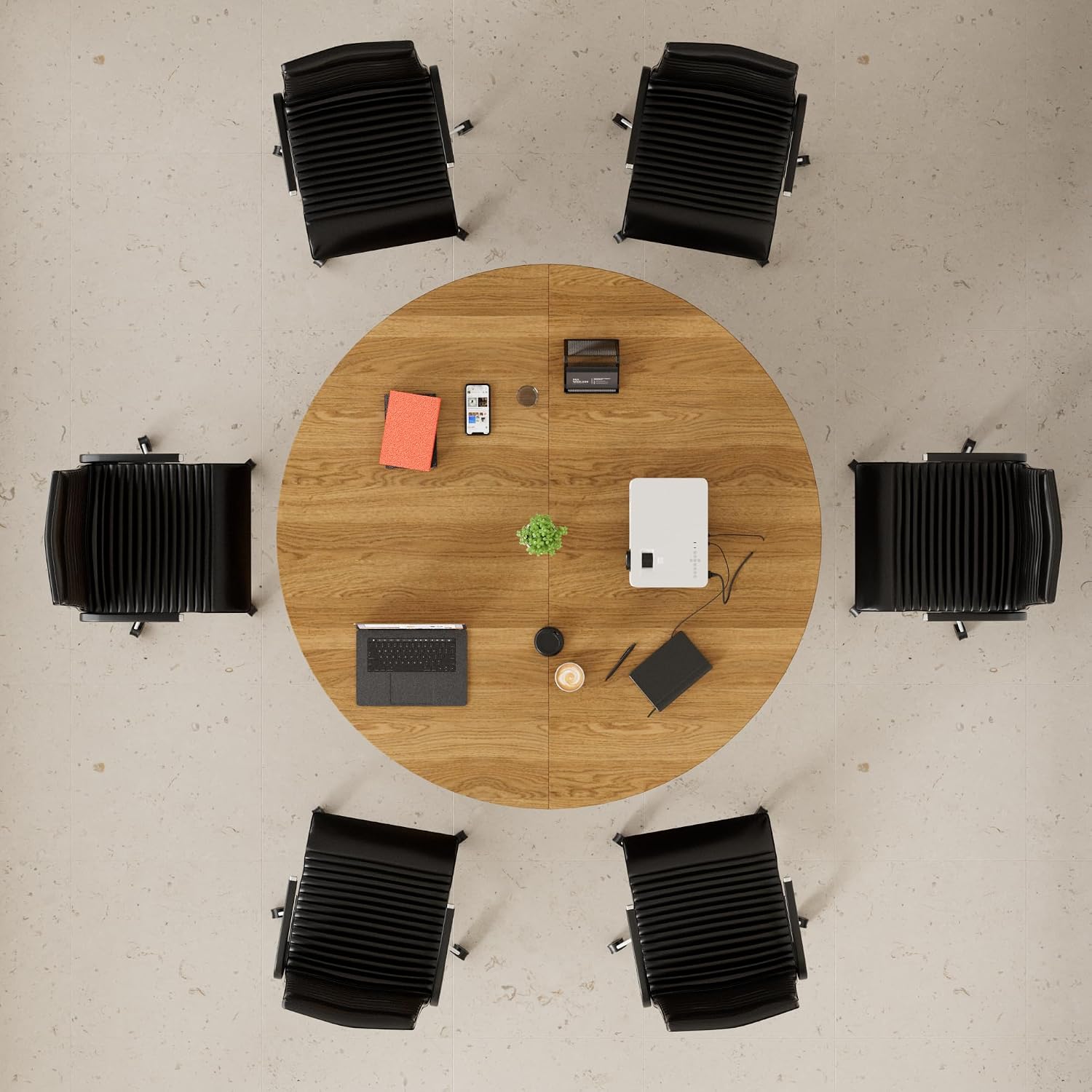 Modern Executive Conference Table，Large Computer Office Desk Workstation，with Large Tabletop，Expandable Round Wood Meeting Room Table，for Office Conference Room,Natural