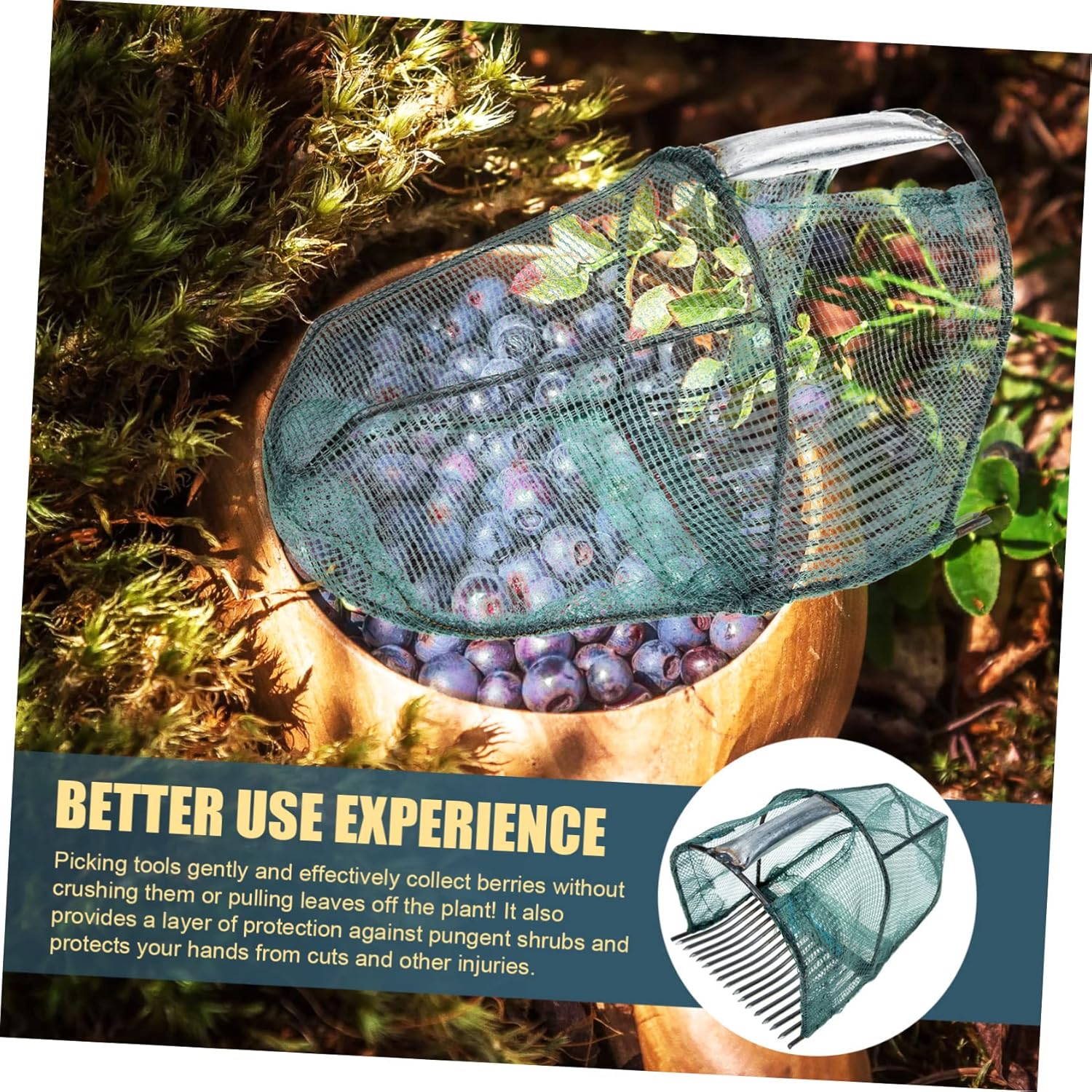 Blueberry Picker Tool Steel Teeth Efficient Rake Comb Design for Easy Harvesting of Fruits Orchards and Gardens Garden Tool for Fruit Collecting