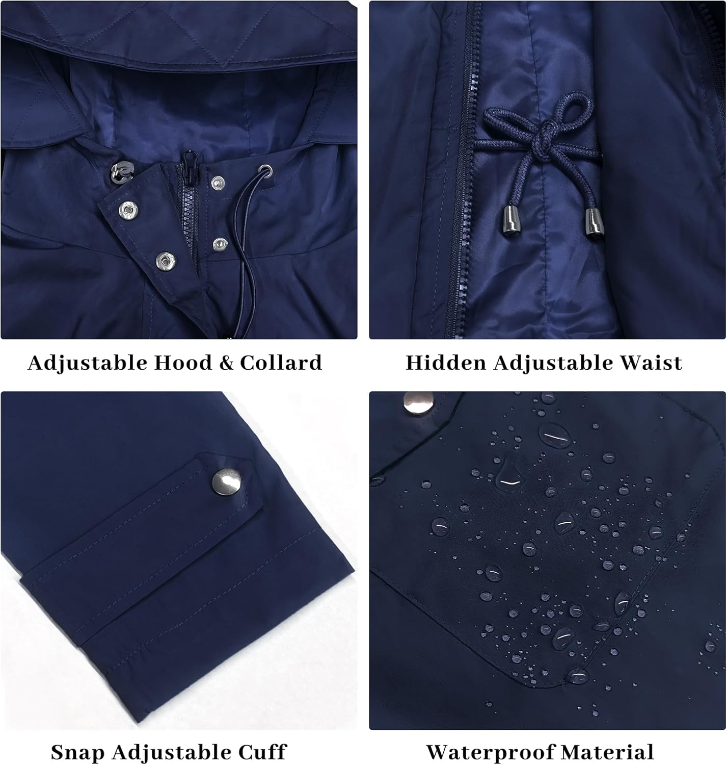 Bloggerlove Rain Jacket for Women Waterproof with Hood Trech Coat for Women Lightweight Raincoats Long Windbreaker - Image 5