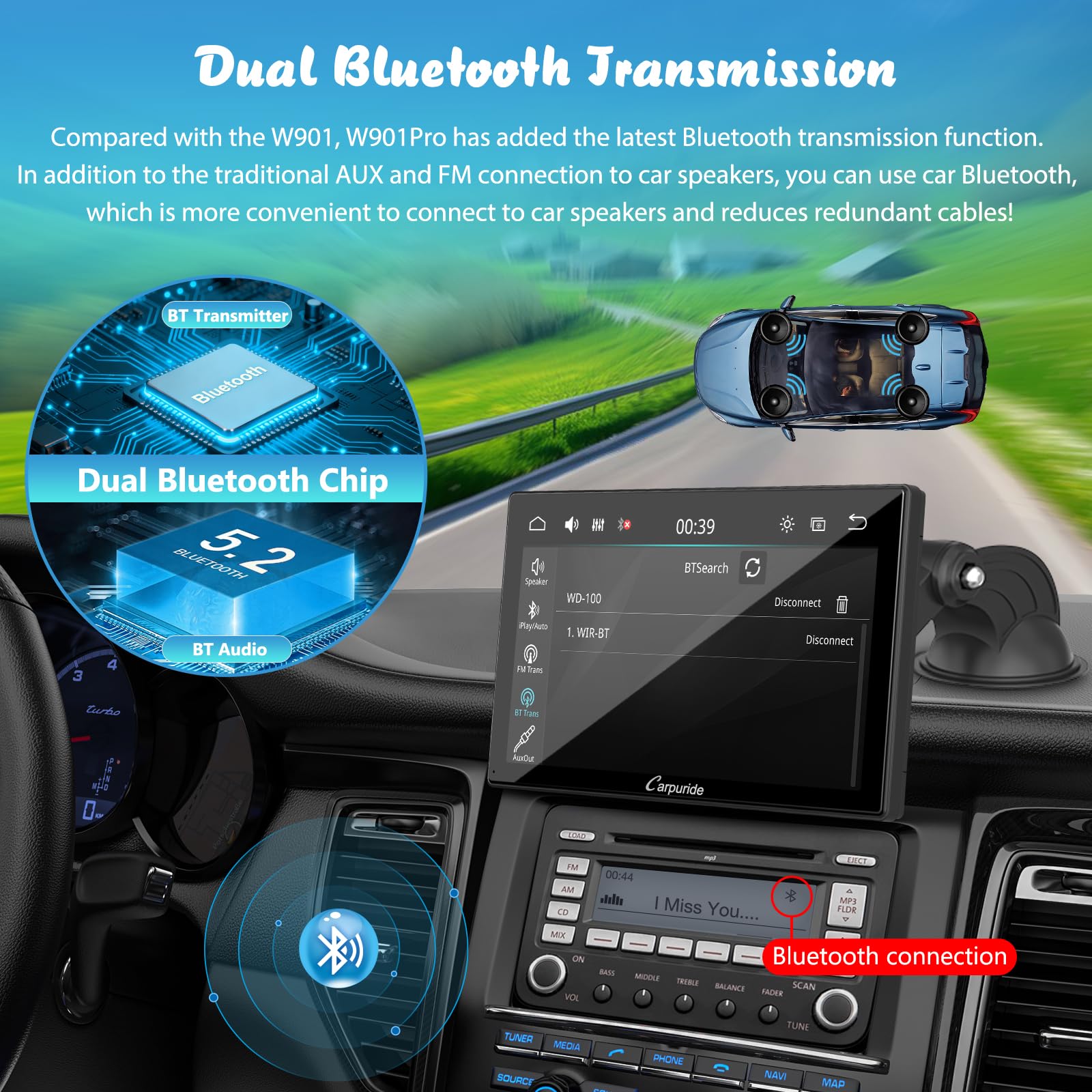 Amazon.co.jp: Carpuride W901 Pro ワイヤレスBluetooth