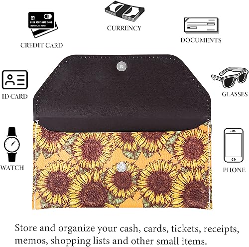 Miniatura 5 de Sobres para efectivo, cartera de piel sintética, reutilizable, para presupuestos y ahorrar dinero (1 girasol)