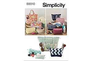 Simplicity Assorted Cosmetic Tote Bag Packet, Code 9310 Sewing Pattern, One Size, White