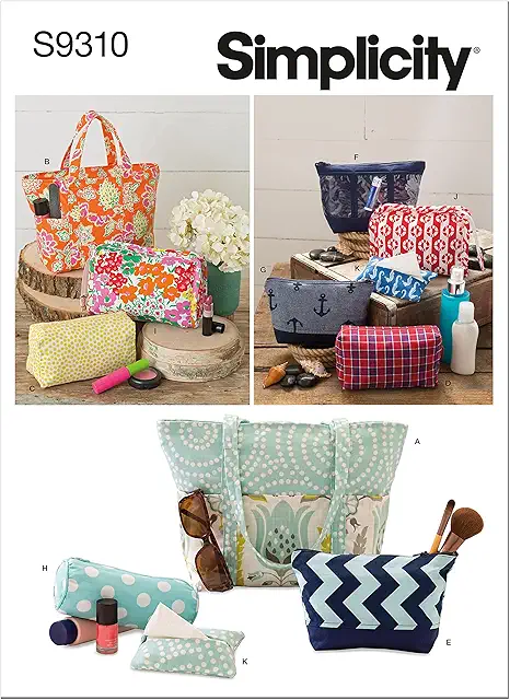 Simplicity SS9310OS Sack Sewing Pattern: Totes & Cosmetic Bags Set