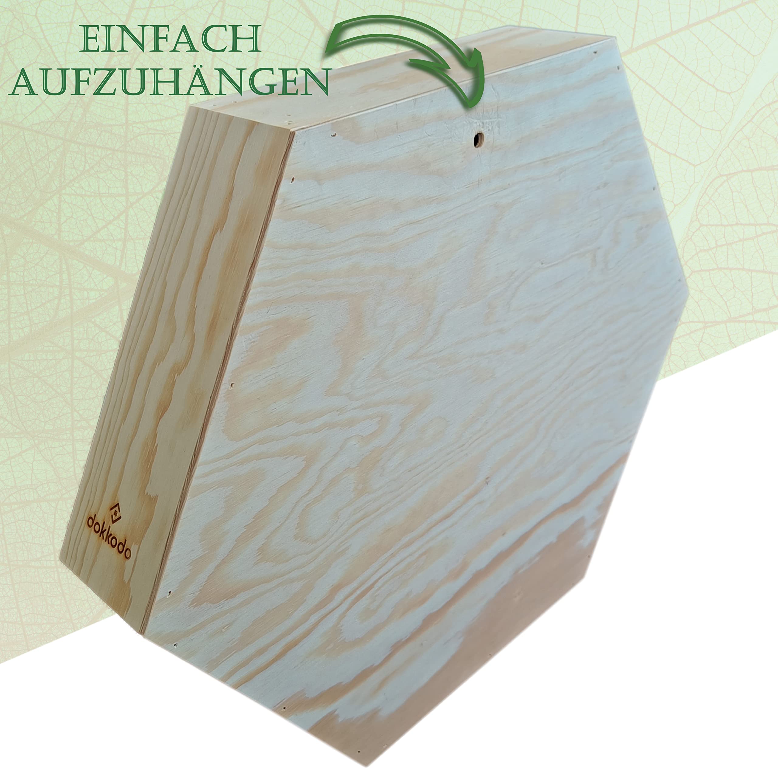 Dokkodo Insektenhotel Bastion XL – Bienenhotel aus europäischem Holz – 46,5 × 8 × 40 cm – Wetterfest & handgefertigt – Für Wildbienen im Garten
