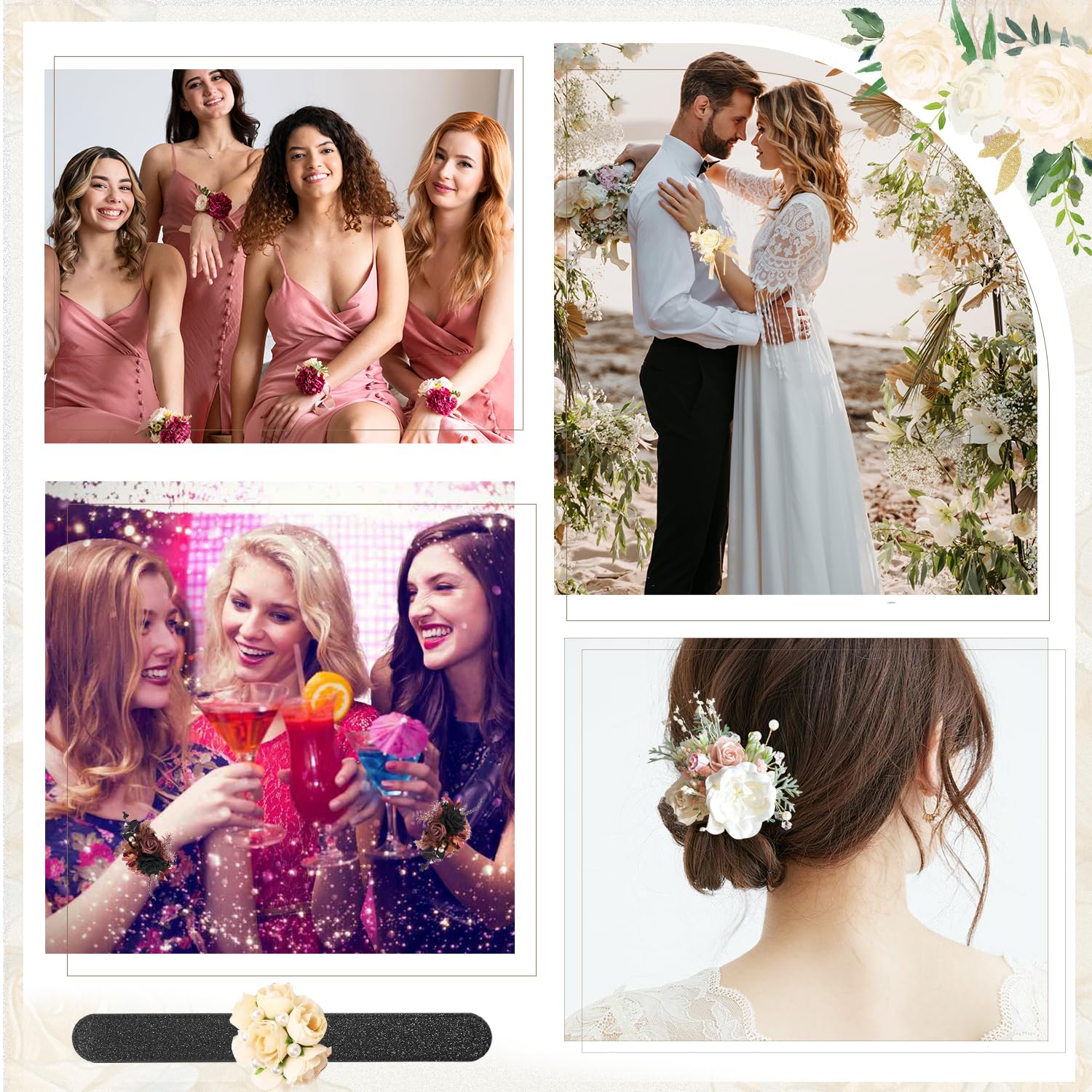 24 braccialetti da polso per corpetto floreale, braccialetti da polso per matrimoni, corpetto fai da te, accessori per matrimoni, balli, cerimonie, anniversari, addio al nubilato, feste in