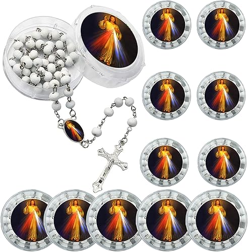 12 piezas de Rosario perfumado de Divine Misericordia, recuerdos de fiesta para bautismo, primera comunión, regalo conmemorativo, evento religioso,