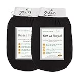 Moroccan Kessa Exfoliating Glove - Value Pack (2 piece) Black- Microdermabrasion exfoliating mitts, Removes unwanted dead skin, dirt and grime and Keratosis Pilaris. Great for spray tan removal.
