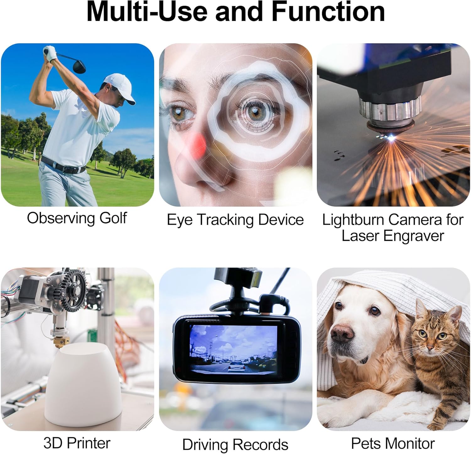 Magnolia 5MP Autofocus USB Camera Module Wide Angle Webcam with 170 Degree Fisheye Lens OV5640 Sensor Lightburn Camera for Laser Engraver/Industrial Equipment/Robot Project