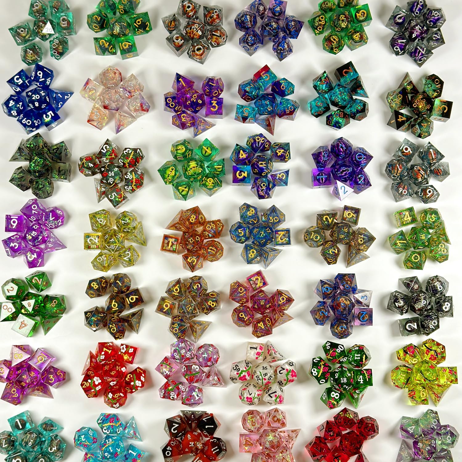 HAOMEJA Mystery DND Resin Dice Set – 7pcs Random Polyhedral Dice for D&D, RPG, MTG – Unique Collectible Tabletop Game Accessories Party Fun – Halloween Christmas Gaming Gift