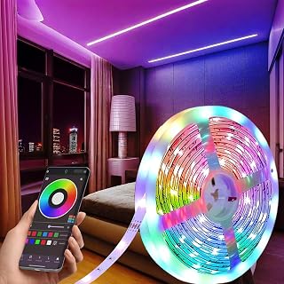 3.28FT Bedroom LED Light, RGB LED Strip Light with App Control, Music Sync, Timerable, Smart LED Strip Light with Adhesive Backing Adjustable Brightness App Controlled Bedroom Party Decoration