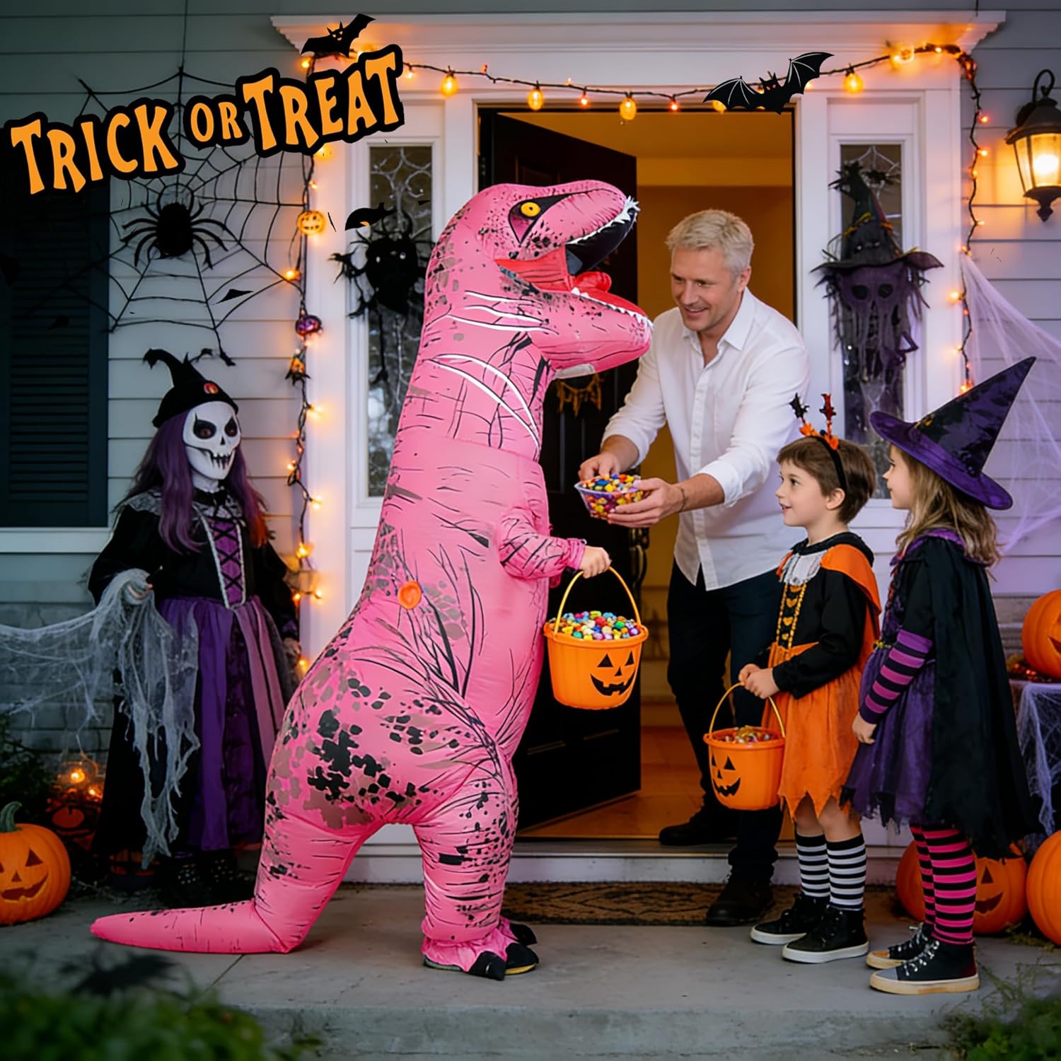 Funny Inflatable Dinosaur Costume for Adult and Kids,Blow Up Dinosaur Costume for Halloween Cosplay Party