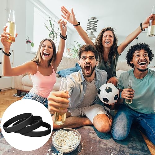 Miniatura 2 de JOVITEC 12 pulseras de goma, pulseras de silicona de color sólido, paquete múltiple de pulseras en blanco para eventos, bandas de goma para fiestas