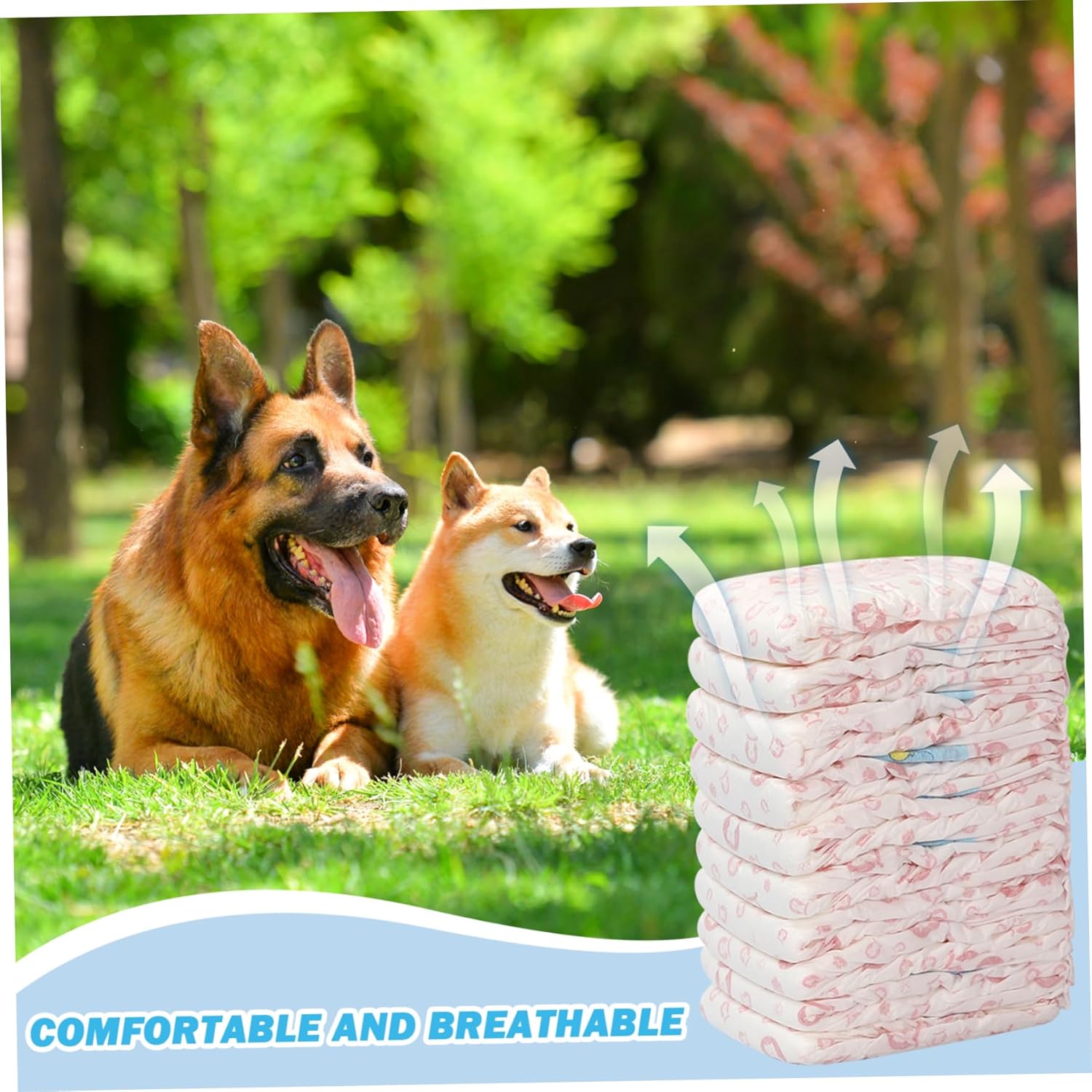 Puppy Diapers Female Doggie Diapers for Female Dogs 5 Bags/50Pcs Disposable High Absorbent Dog Diapers Elastic Breathable Leakproof Deodorant Pet Diapers for Female Dogs Cats in Season, M 2-4kg