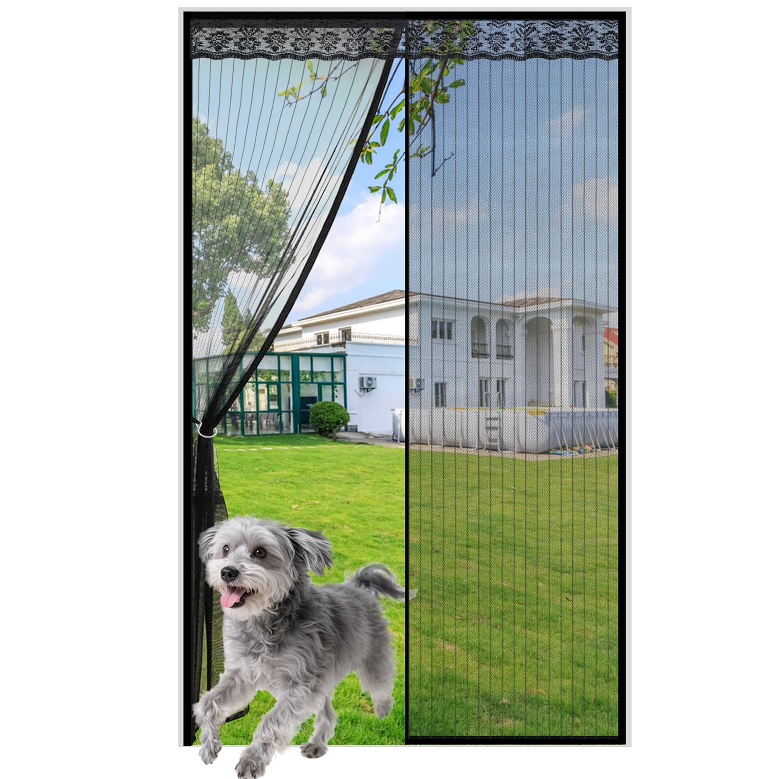 Fliegengitter Balkontür Magnet Tür 100x200cm, Stärkere Magneten Insektenschutz Vorhang, Fliegenschutz Balkontür Ohne Bohren Fliegengittertüren, Für Balkontür/Terrassentür(Schwarz)