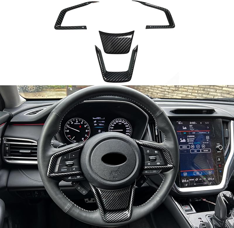 Kit com 4 Molduras de Acabamento para Volante em ABS com Visual de Fibra de Carbono KEALAS K-29 para Subaru