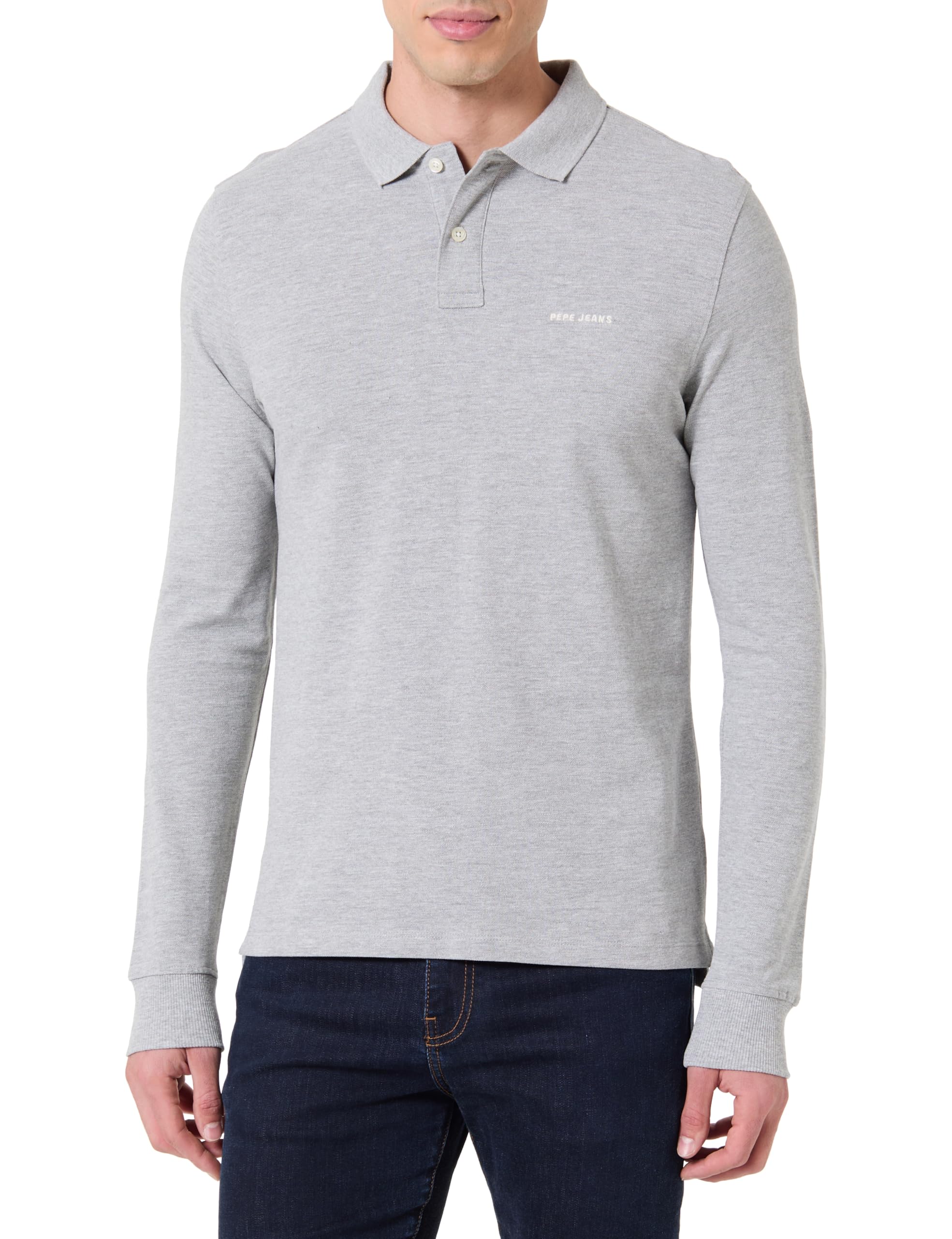 Pepe Jeans Męska koszulka polo M Basic Long Polo, szara (Marl Grey), M, Szary (Marl Grey), M