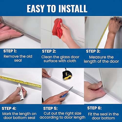 Miniatura 4 de KC Hardware - Sello inferior de puerta de ducha sin marco para puertas de vidrio grueso de 38 pulgadas  36 pulgadas. Vinilo transparente (1)