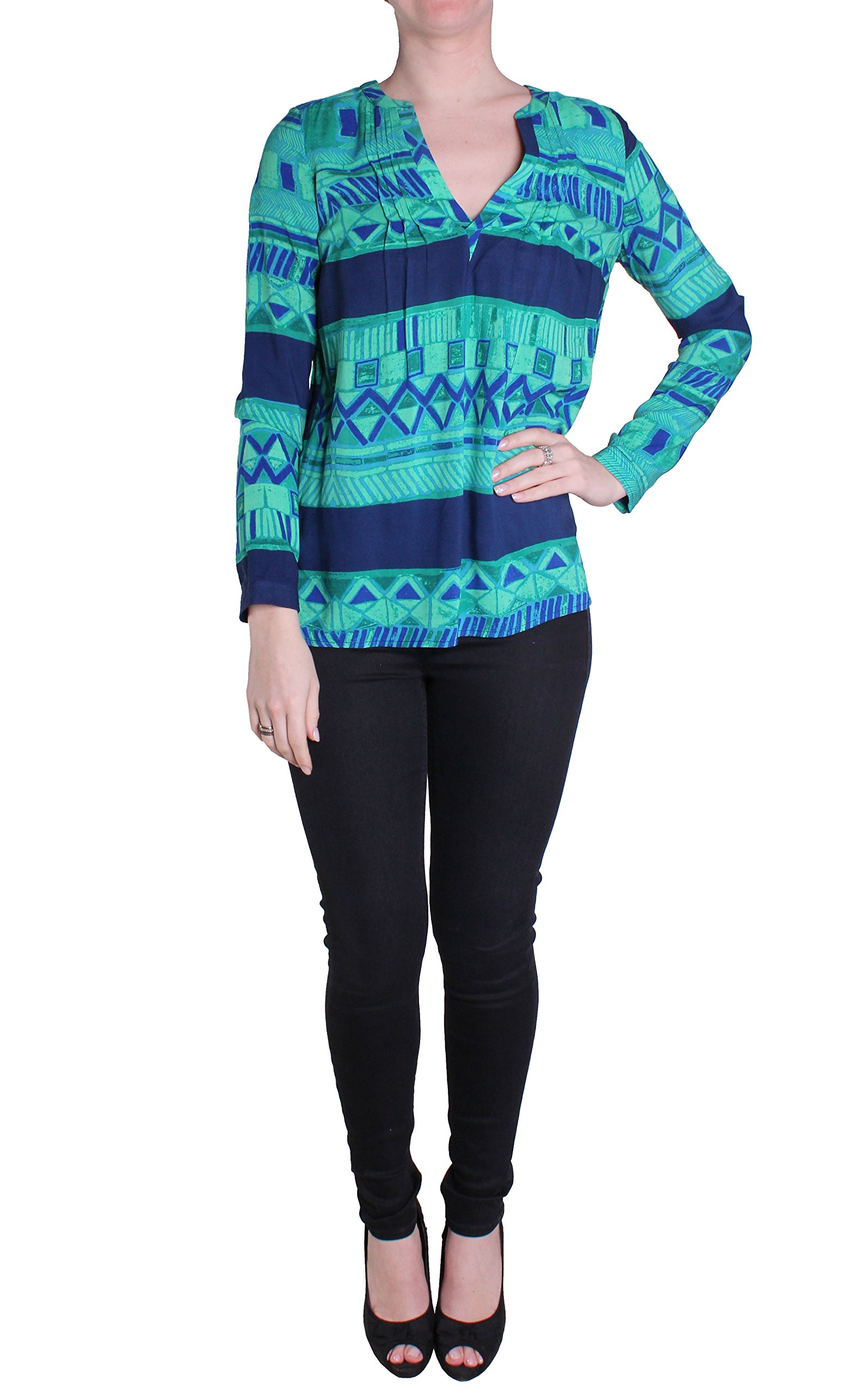 Plenty by Tracy Reese Women's Sea Change Tribal Print Peasant Kurta Top