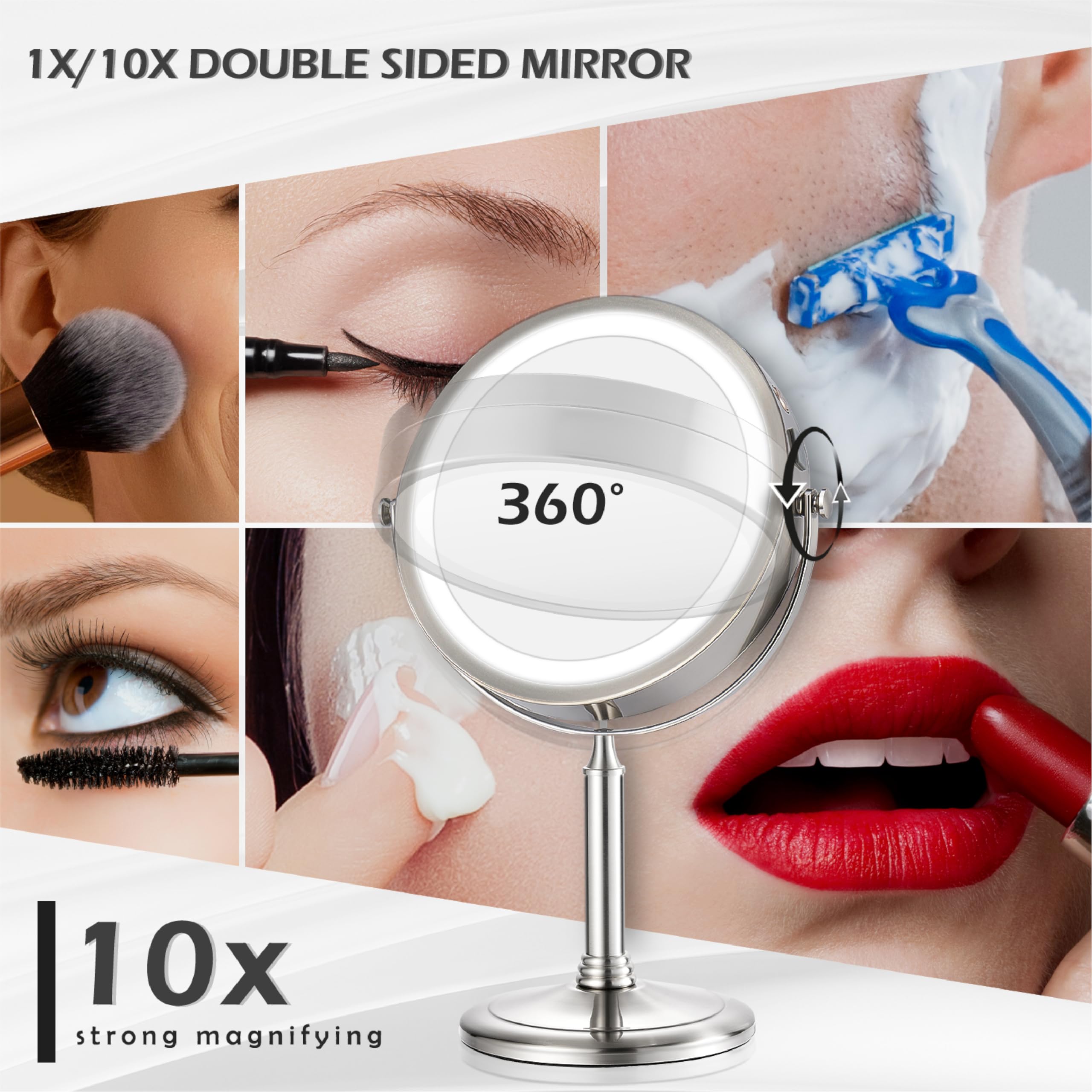 Miroir Grossissant 40x Avec Poignée - Double Face 1x/40x, Portable Et Pliable, Pour Maquillage De Précision