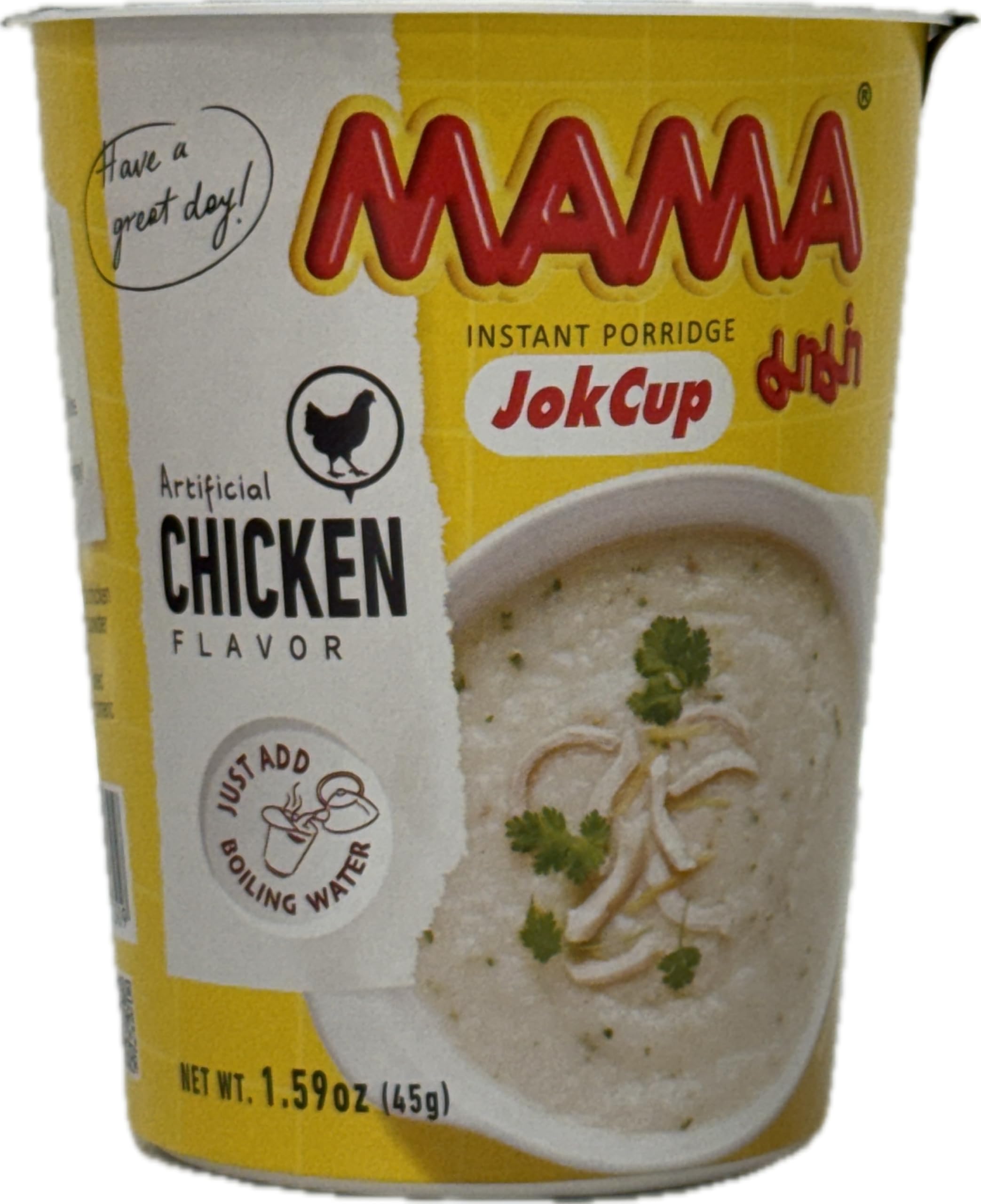 Mama Instant Porridge Soup Cup Jok Artificial Chicken Flavor 12x45g (1 Case)