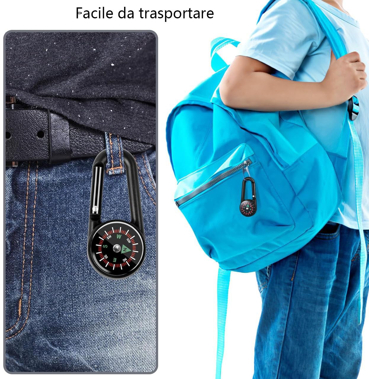 Bussola Portachiavi Tascabile di Navigazione 20 Pezzi per Attività all'Aperto