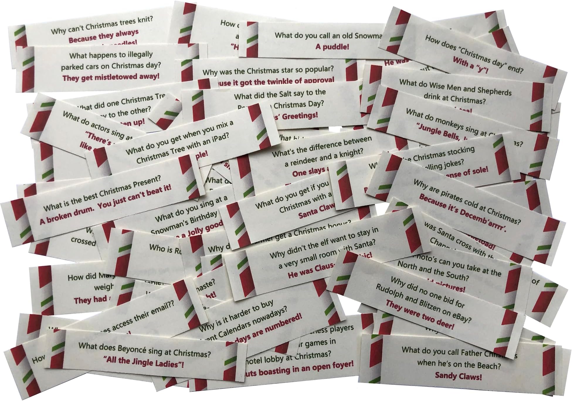 Christmas Cracker Jokes (pre-cut with no repeated jokes) (Pack of 25 Jokes)