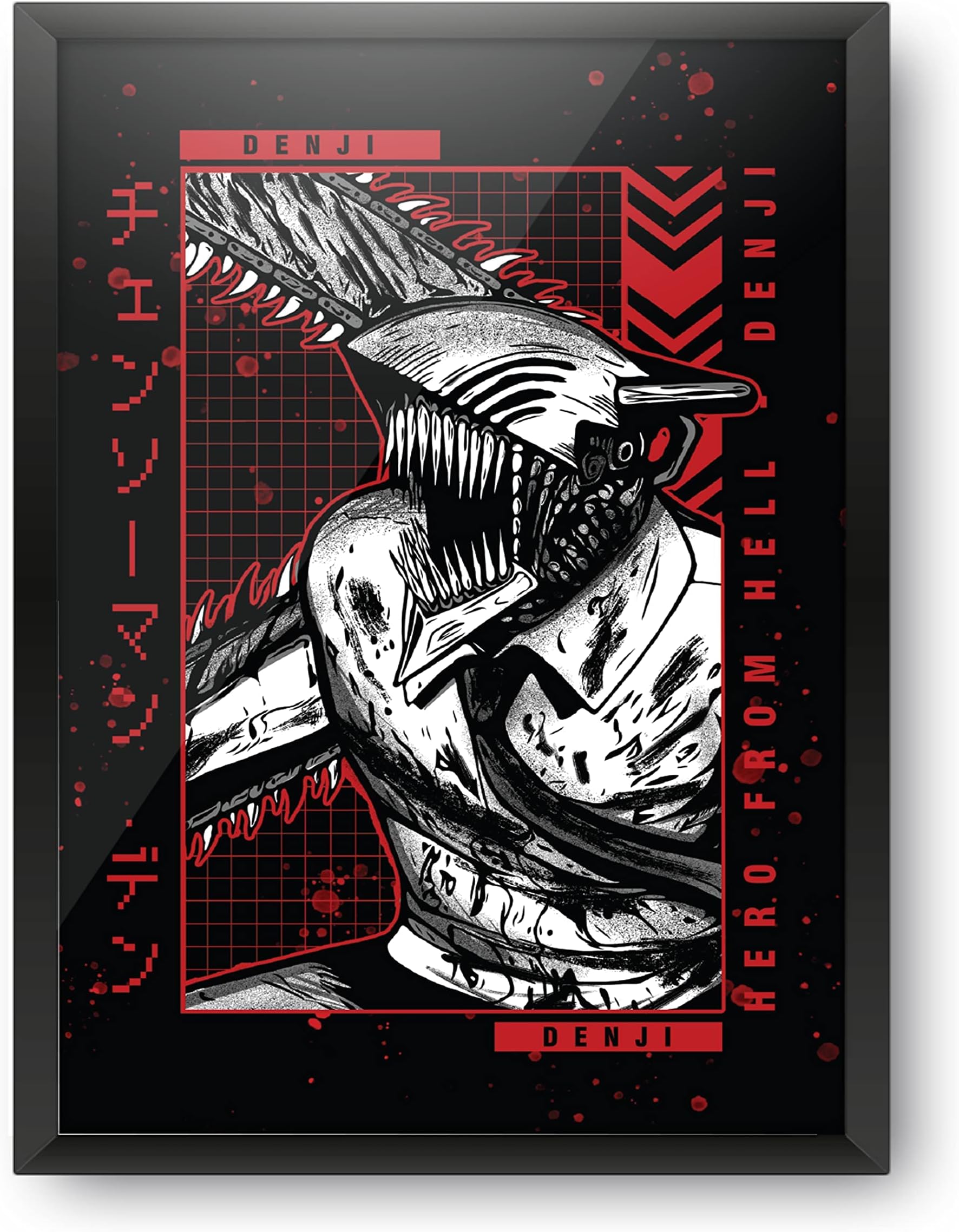 Epic Stuff - Chainsaw Man - Design A4 Size Poster (With Frame) - Best Gift For Chainsaw Man Fans/Best Artefact To Your Home & Decor/For Anime Fandom (Denji Gradient)