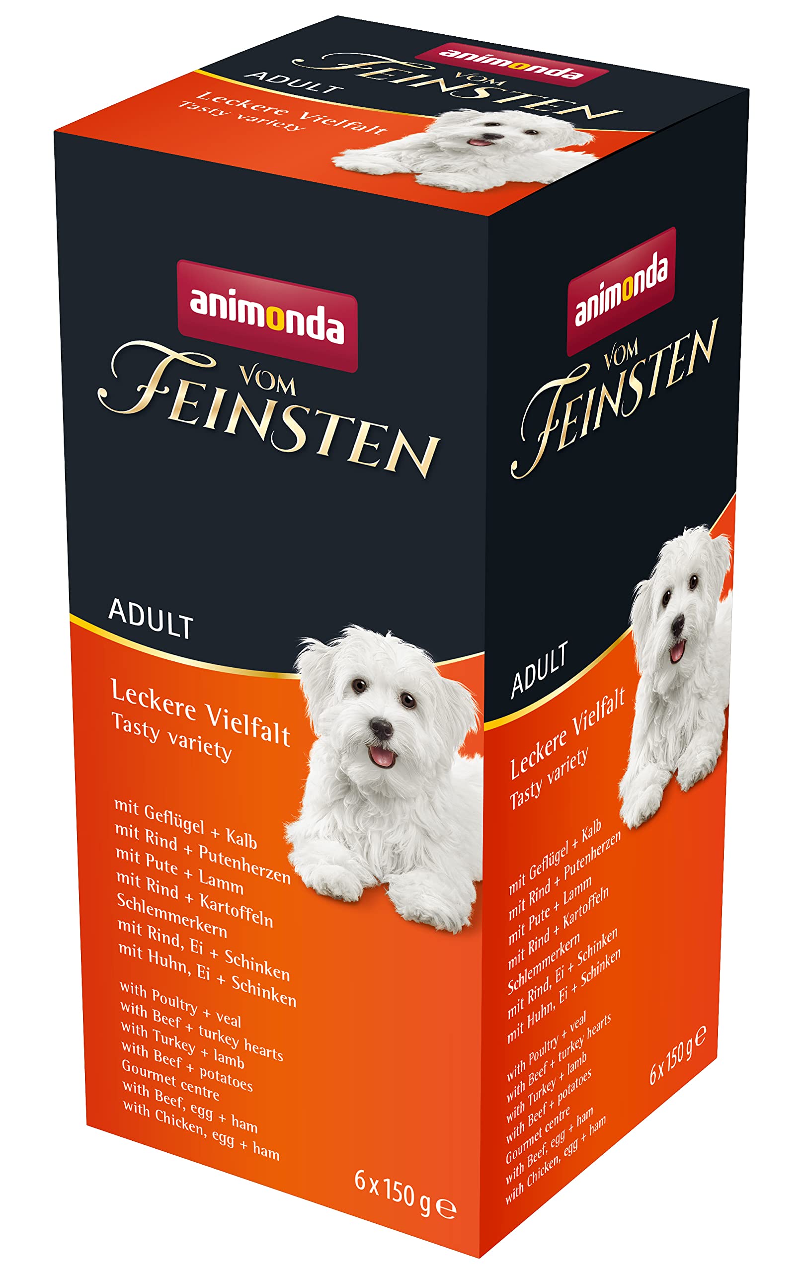 animonda vom Feinsten Hundefutter nass Mix Leckere Viefalt (6 x 150g), getreidefreies Hundefutter ohne Zucker, mit frischen, fleischigen Zutaten