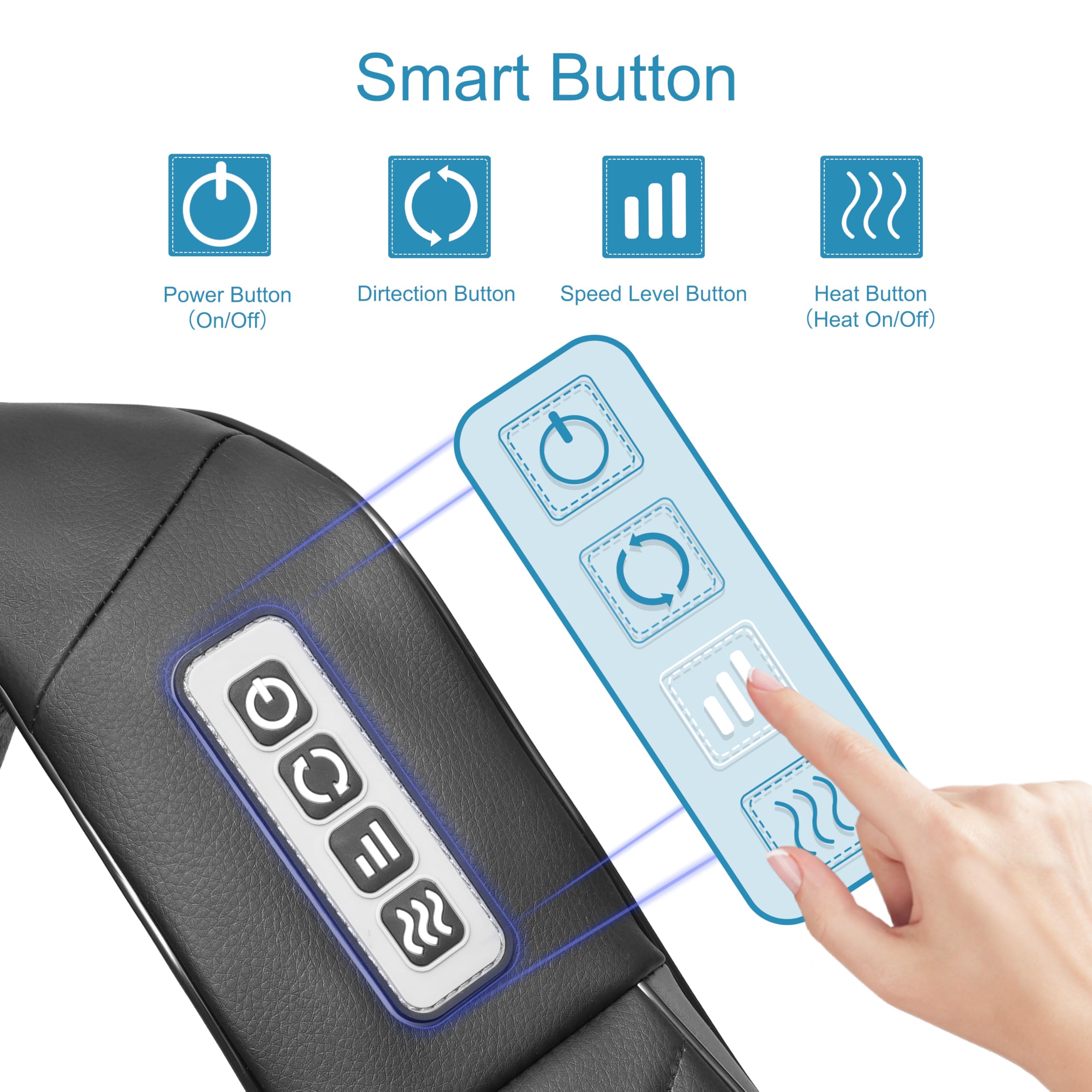 Alliggic Masajeador Shiatsu de cuello y espalda, masajeador eléctrico de hombros con calor, masaje de amasamiento de tejido profundo para aliviar el dolor, regalos para papá, mamá, amigo, día de