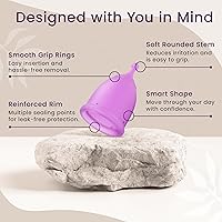 Vista 4 de EcoBlossom Reusable Menstrual Cup Set - The Most Reliable Medical Grade Silicone Period Cups - Comfortably use for 12 Hours (Small & Large)