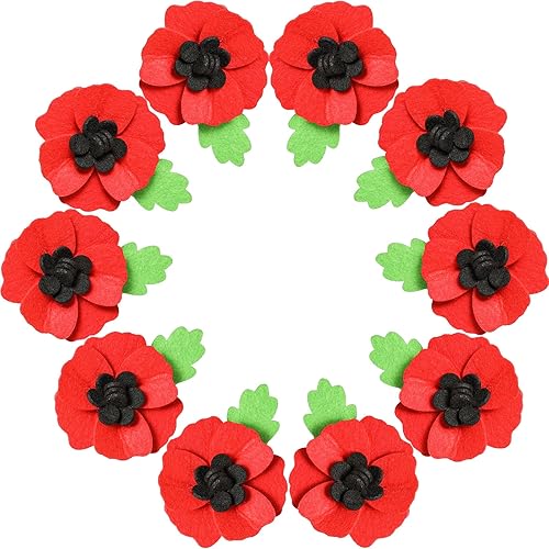 Miniatura 8 de Poppy Wool Felt Flower Brooch Pin Handmade Poppies Red Poppy Pins for Veterans Day Poppy Lapel Pin for Memorial Day Lest We Forget